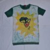 T-shirt batik for men. In front mother Africa and on back one love, red-yellow-green. 73 x 51 cm.