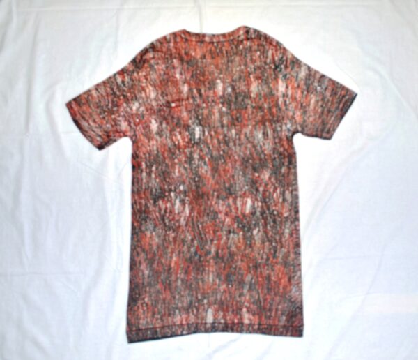T-shirt batik for men. In front lion and on the back red stripe slim. V-neck, 71,5 x 35 cm. - Image 2
