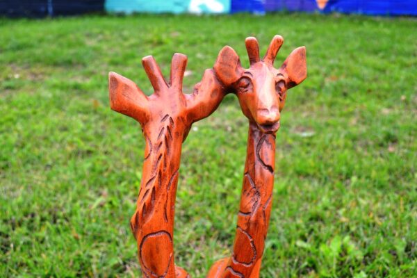 Giraffes carved, wood teak. 47,5 x 15 cm. - Image 5