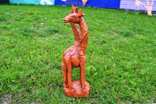 Giraffes carved, wood teak. 47,5 x 15 cm. - Image 4