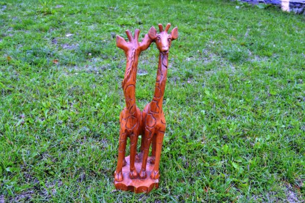 Giraffes carved, wood teak. 47,5 x 15 cm. - Image 6
